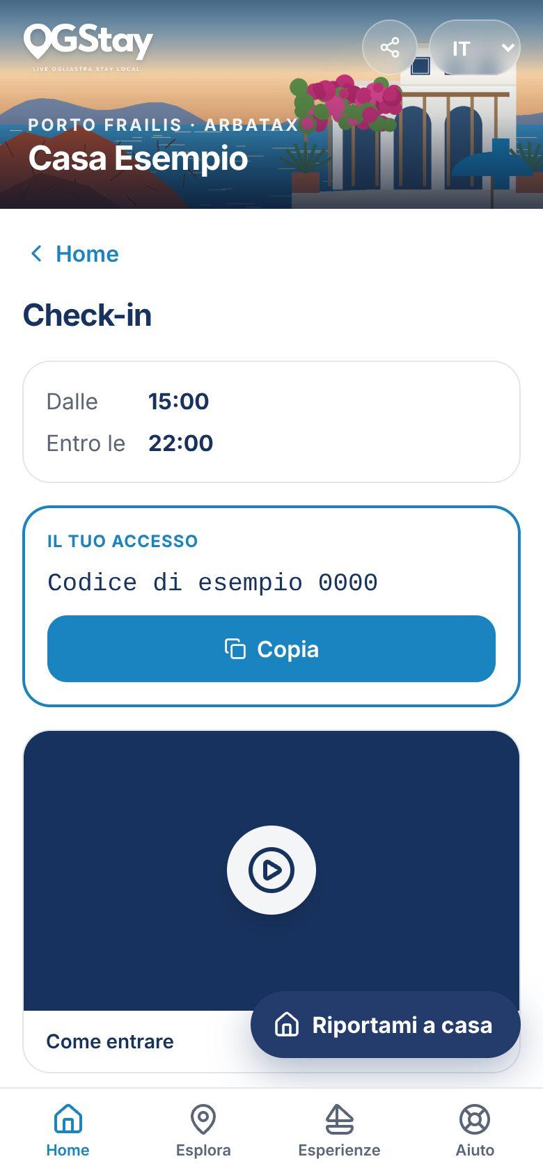 Il link personale mostra il codice d'accesso